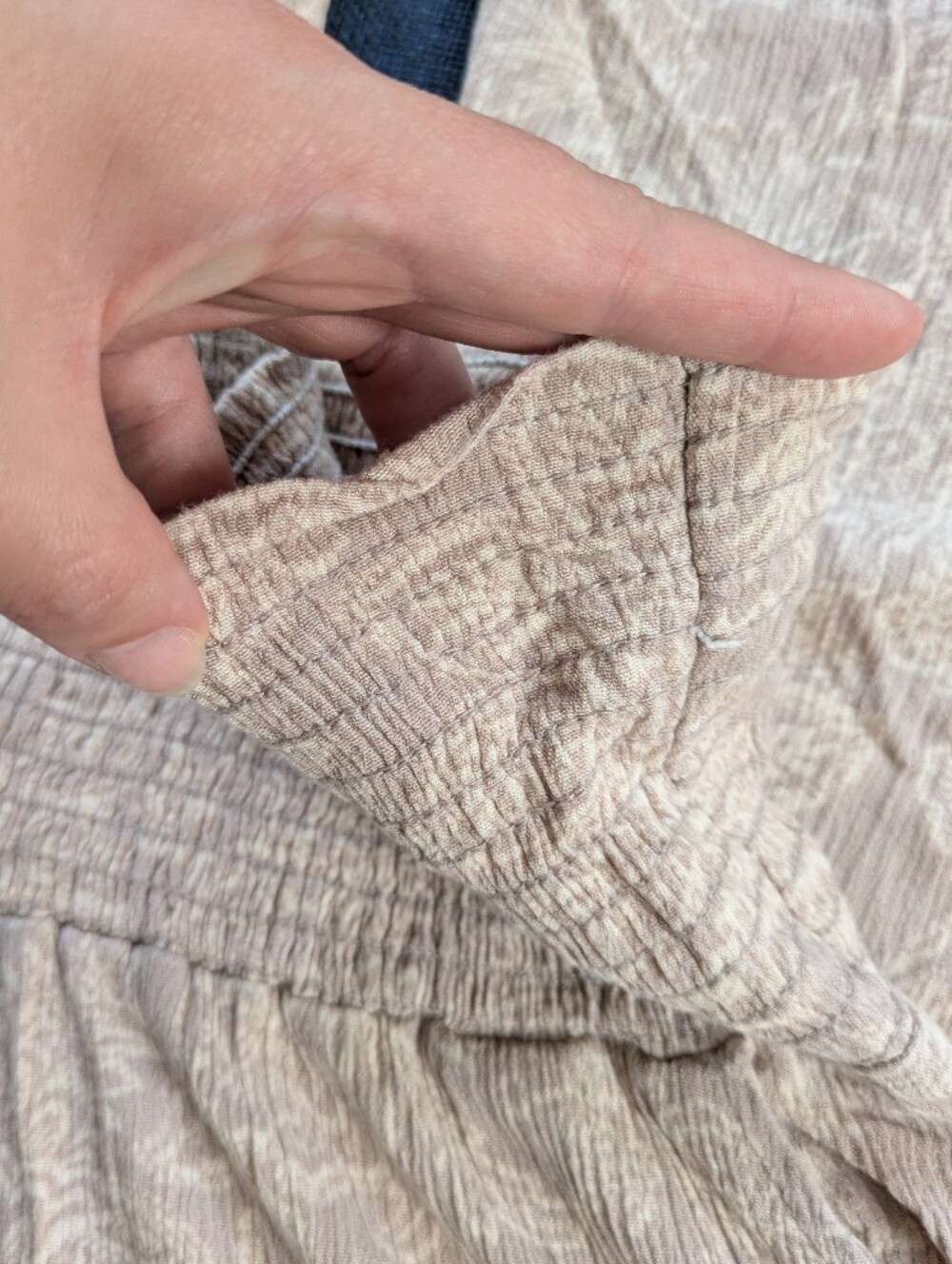 Sozy Felicia Wide Leg Paisley Floral Flowy Capri Pants in Taupe - Picture 10 of 13